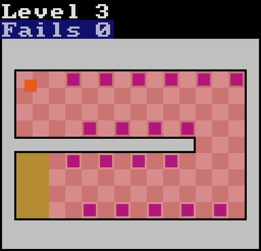 Level three rendered with areas highlighted corresponding to how often they need to be redrawn